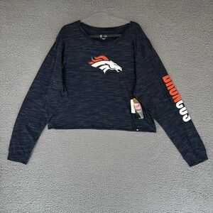 Denver Broncos NFL Women's XXL cropped Navy long sleeve Sweatshirt Stretch